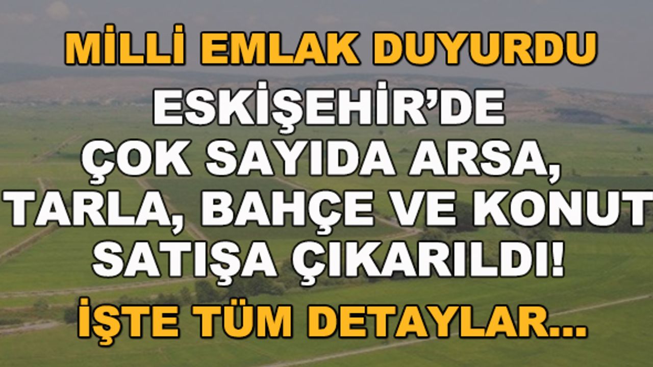 Milli Emlak duyurdu... Eskişehir'de çok sayıda tarla, bahçe, arsa ve konut satışa çıktı!