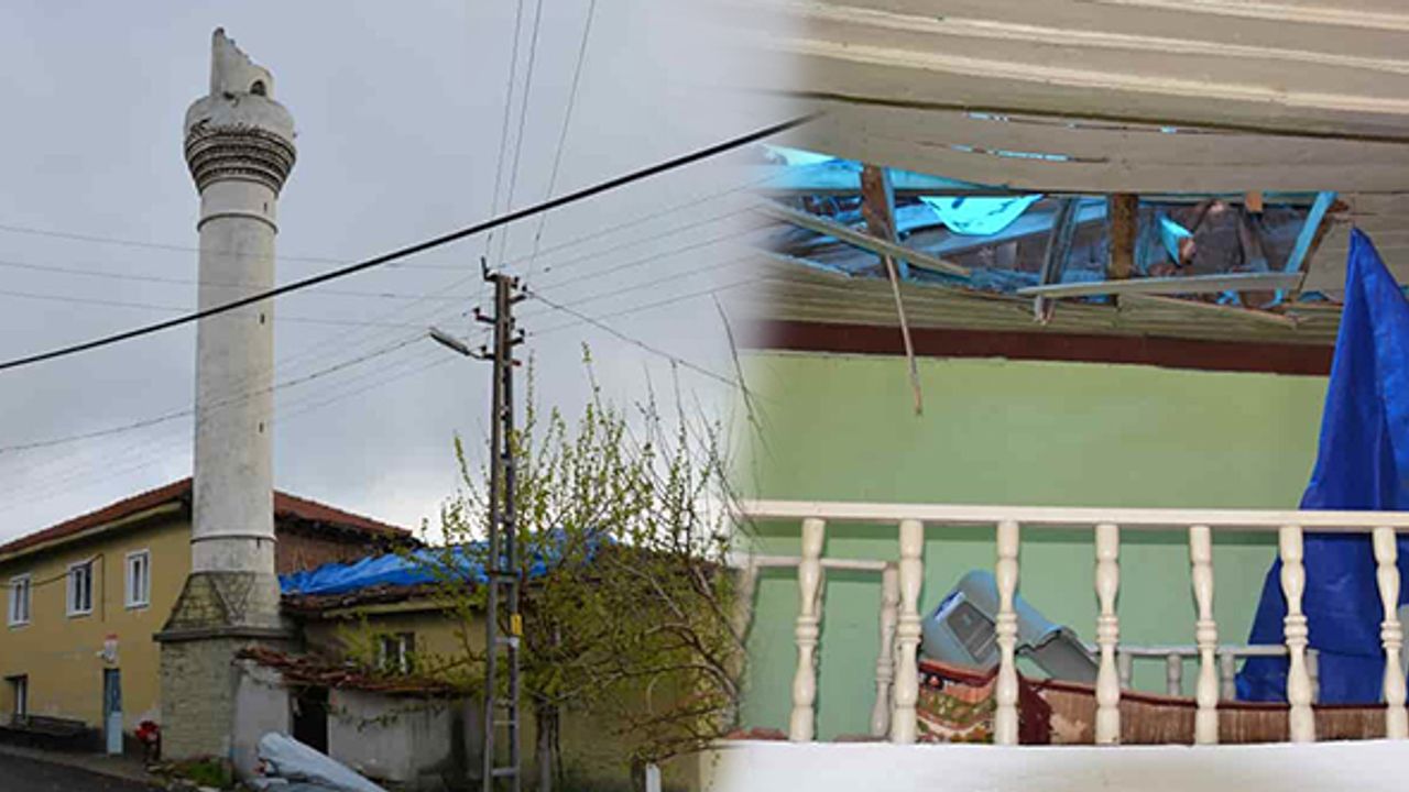 Bilecik'te yıldırım minarenin külahını devirdi