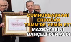 Cumhurbaşkanı Erdoğan TBMM’de yemin etti... Mazbatasını Bahçeli'den aldı